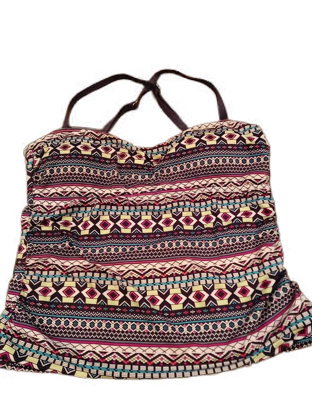Barefoot Miss of California Raj Tankini Swim Lined Padded Bra Racerback Top XL